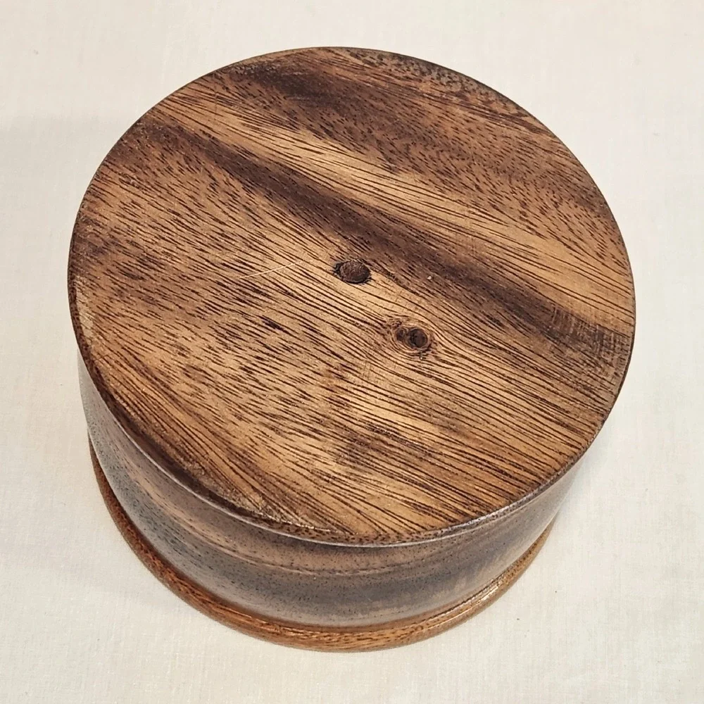 Hand Crafted Lidded Wood Bowl with Finial on Top Trinket‎ Bowl Engraved 